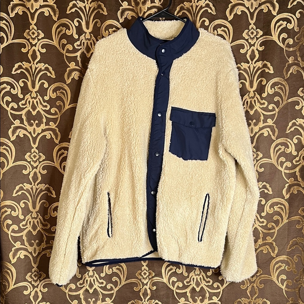 Men's High Pile Fleece Faux Fur Jacket - Goodfellow & Co Tan L
